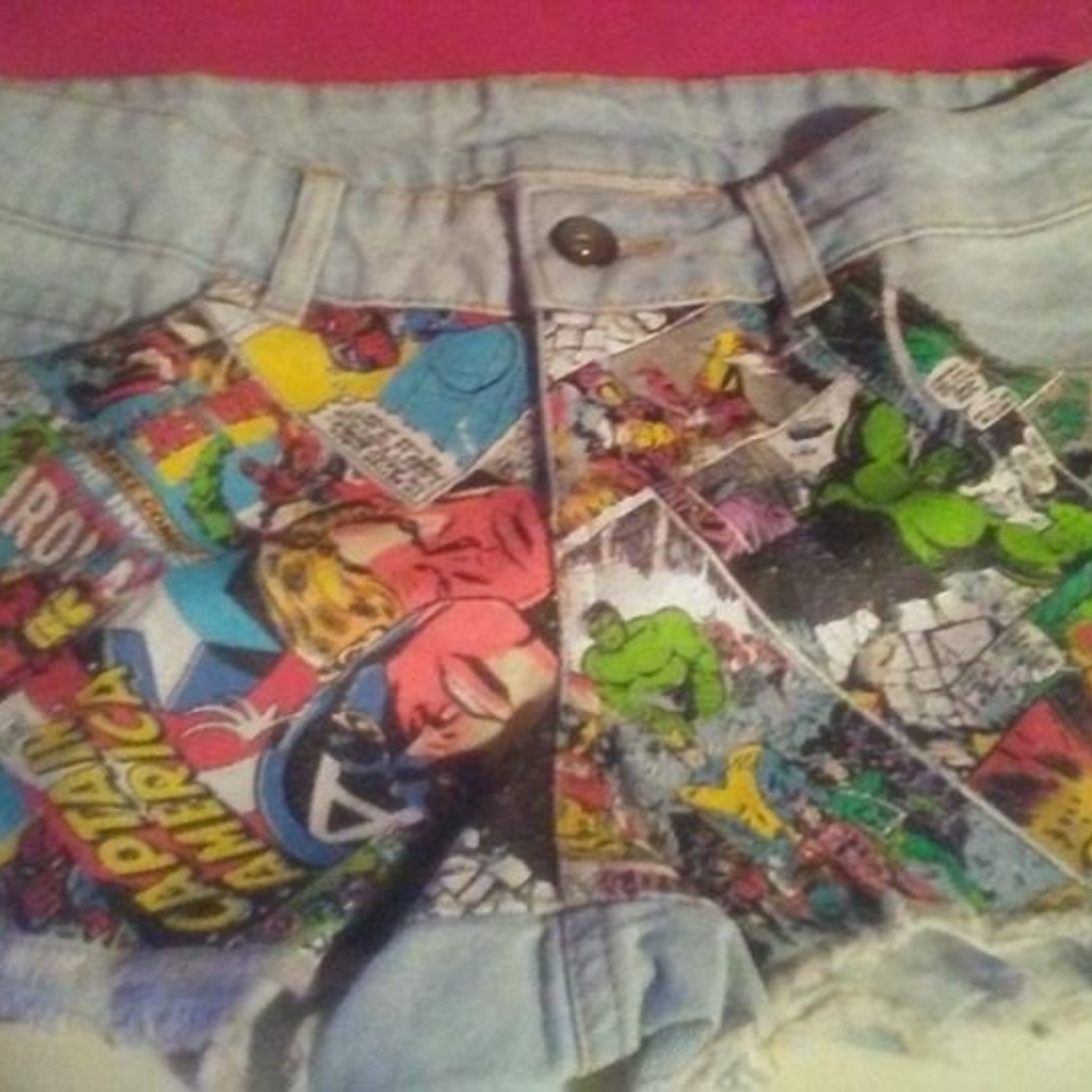 Marvel HerOES Comic Denim Hot Shorts Cut Offs